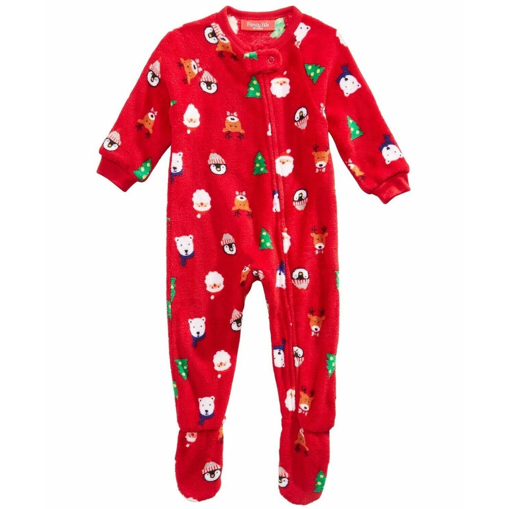 Family Pajamas Matching Baby Santa and Friends Footed Pajamas, 6-9‎ Months